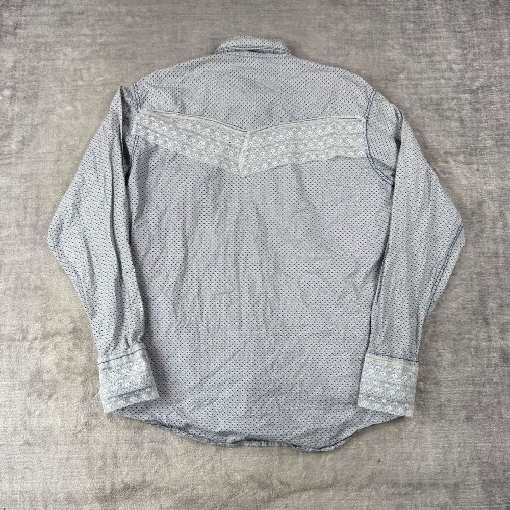 Wrangler Shirt Women Large White 20X Competition Western Lace Pearl Snap Rodeo - Picture 2 of 11